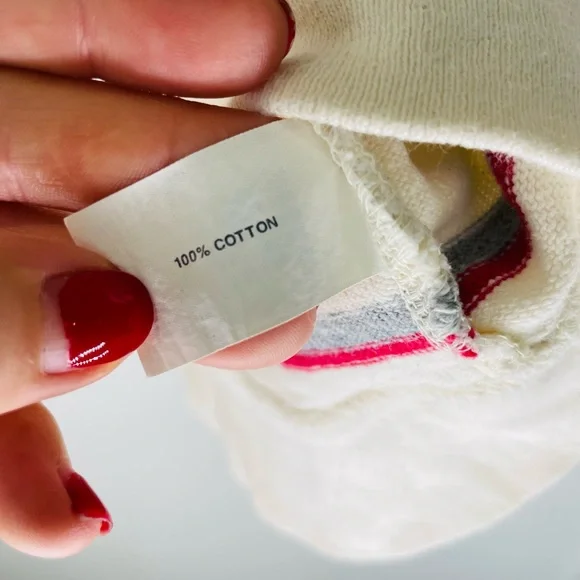 GAP Kids Boy M 8 White striped 100% cotton Pullover sweater - Picture 4 of 5